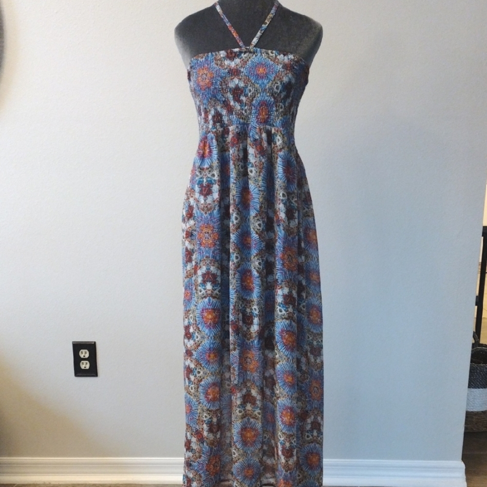 Sans Souci Floral Halter Maxi Dress, Size L